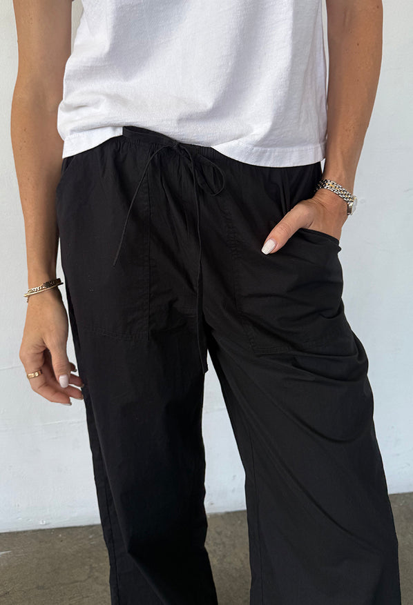 Margaret Black Cotton Poplin Pant