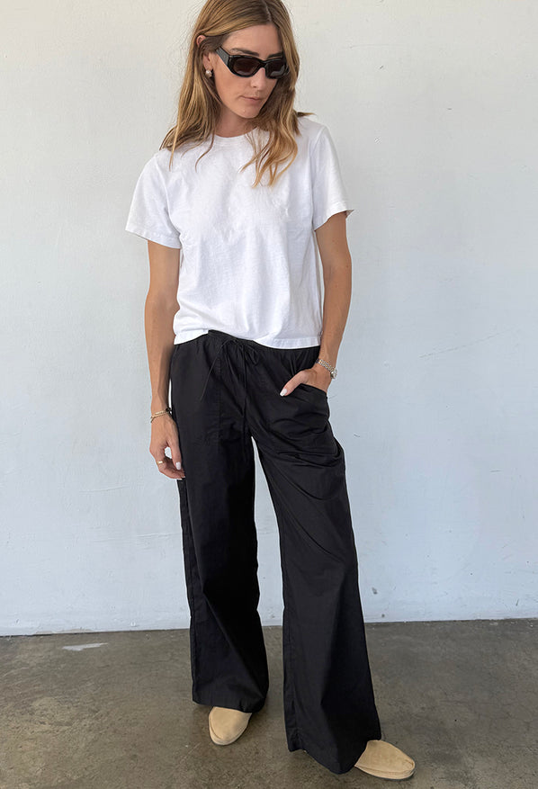 Margaret Black Cotton Poplin Pant