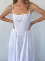 Neroni White Floral Embroidered Linen Dress