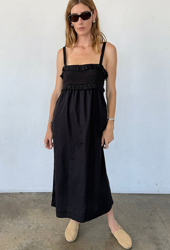 black cotton voile dress ARRANGE Curve cotton voile maxi dress with lace trim in black