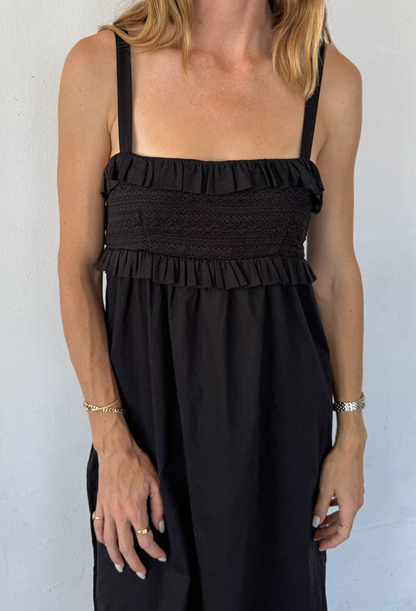 Dalla Dress Black Cotton Voile