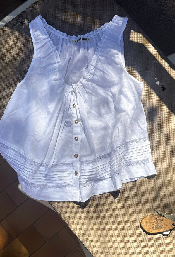 Eugenia White Cotton Voile Top