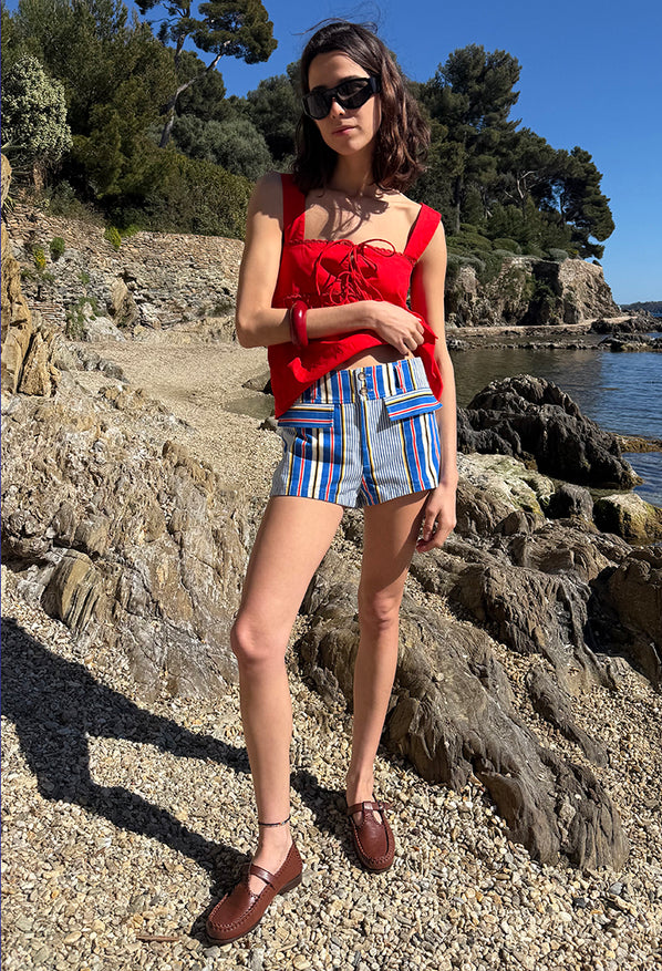 Paolo Stripe Twill Short
