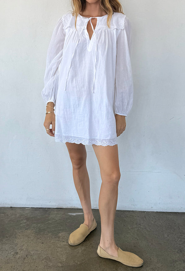 Jonita White Cotton Voile Dress