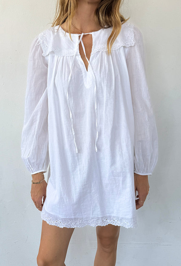 Jonita White Cotton Voile Dress