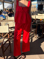 Dania Red Cotton Poplin Pant