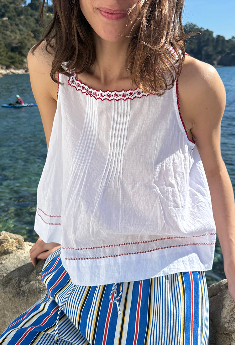 Lexi Floral Embroidered Voile Tank
