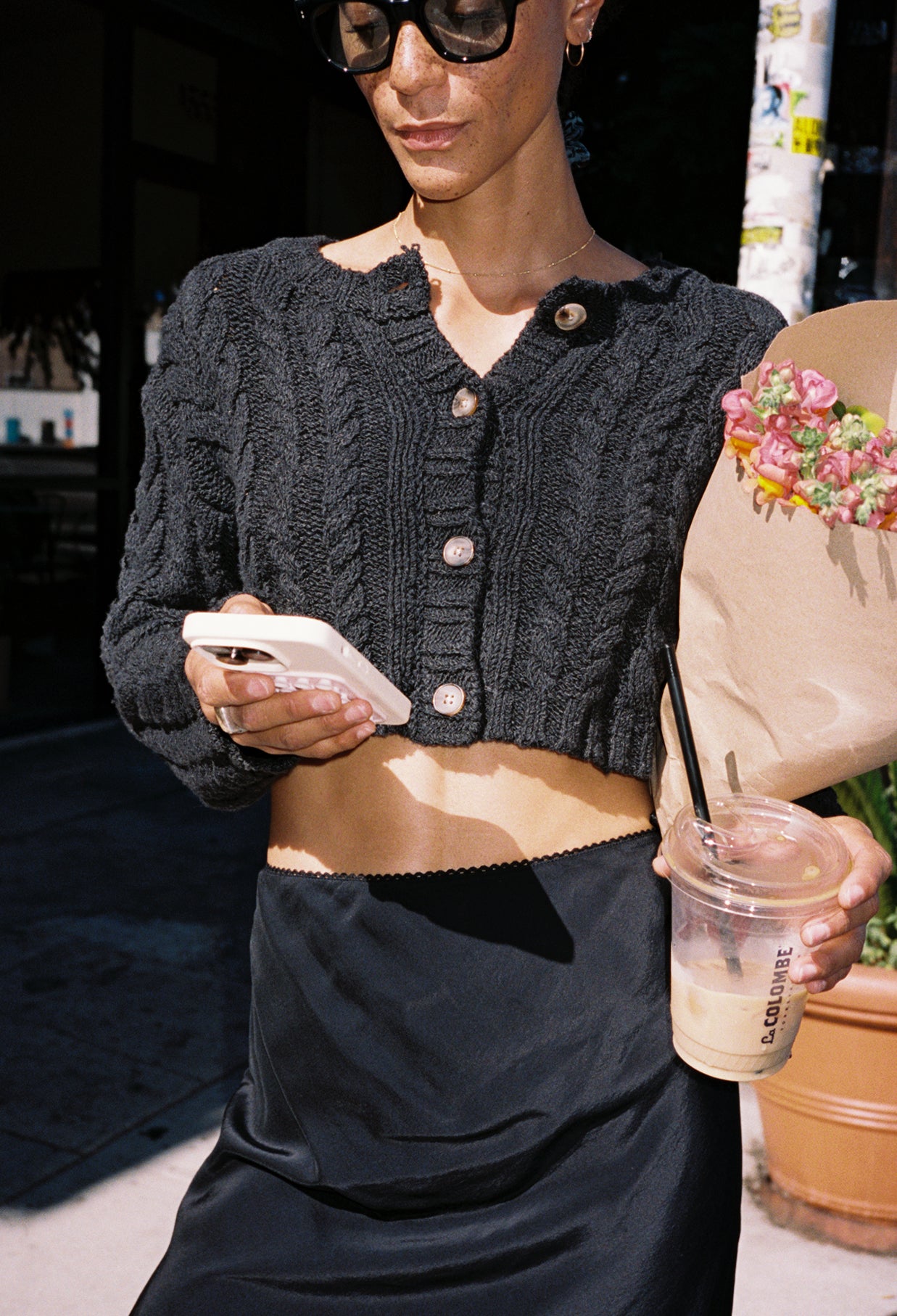 Berta Gray Cotton Cardigan