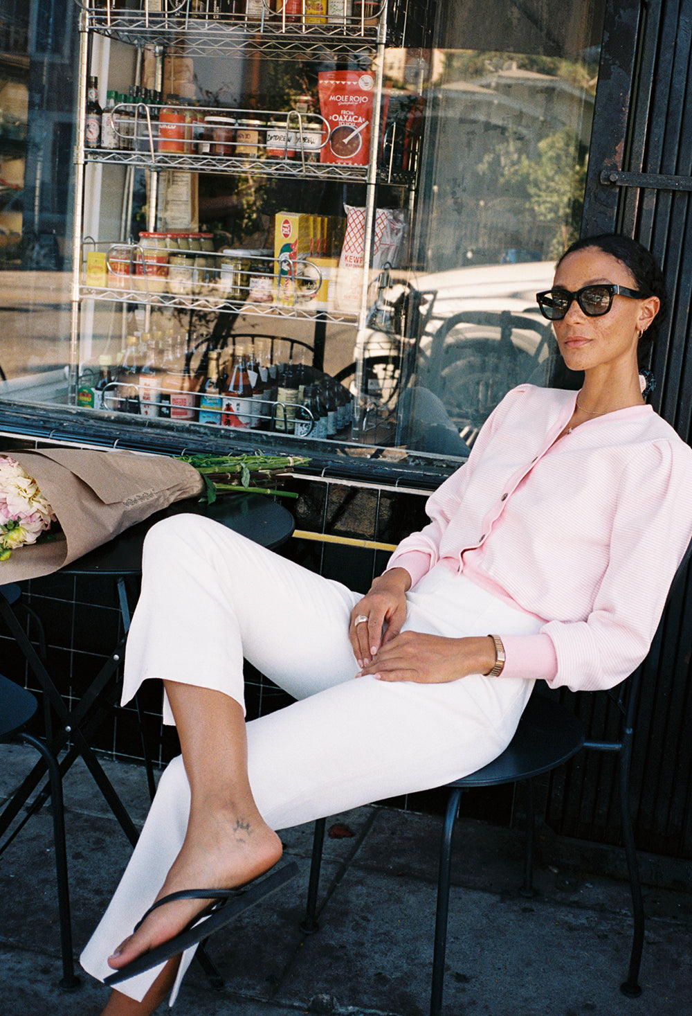 Cherie Pink + White Stripe Cardigan