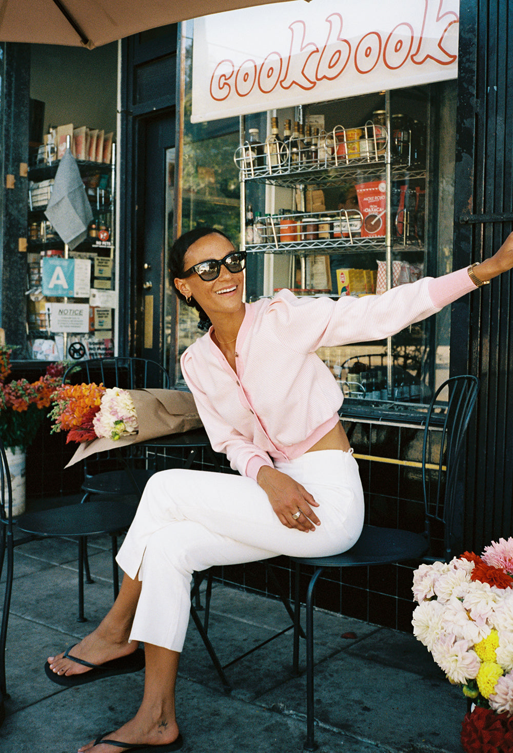 Cherie Pink + White Stripe Cardigan