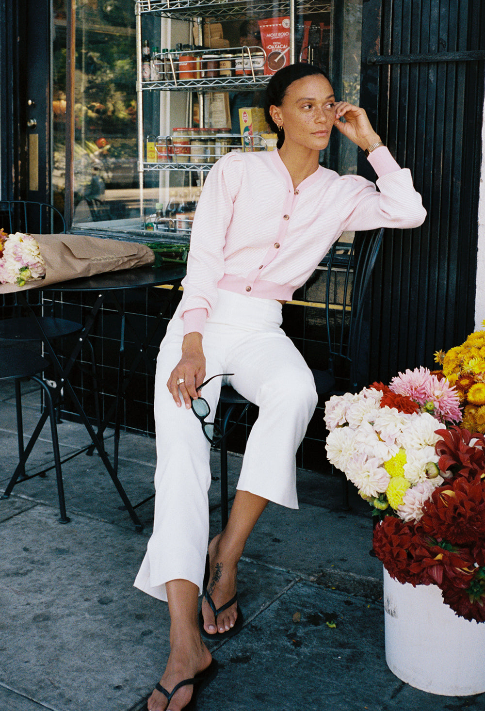 Cherie Pink + White Stripe Cardigan