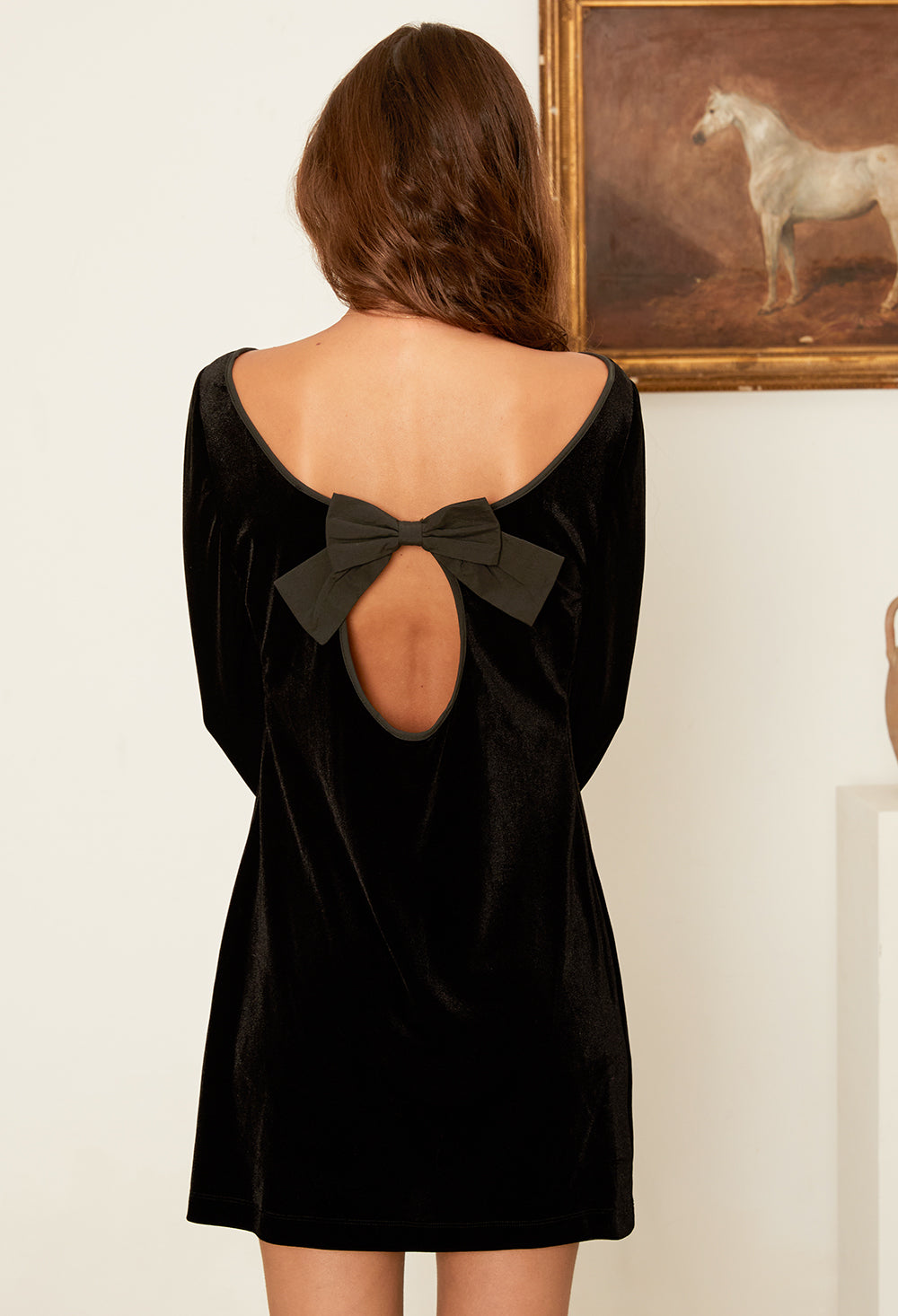 Genevieve Velvet Mini Dress Bow