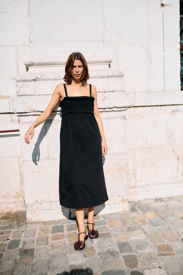 Dalla Dress Black Cotton Voile