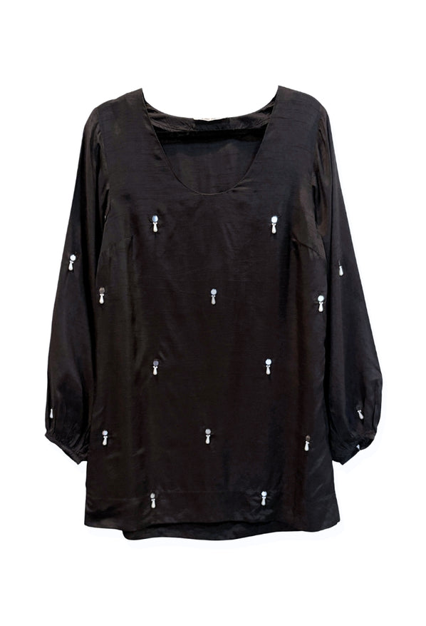 Mirey Black Dupioni Dress