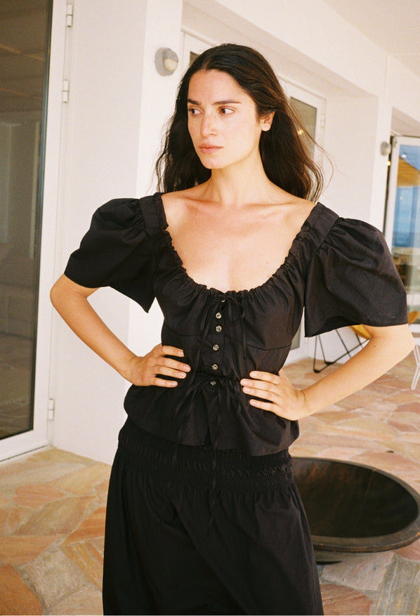Ezio Top Black Cotton