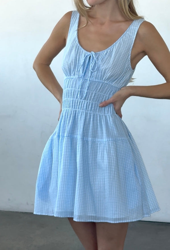 Gianluca Sky Gingham Mini Dress Gianluca Sky Gingham Mini Dress