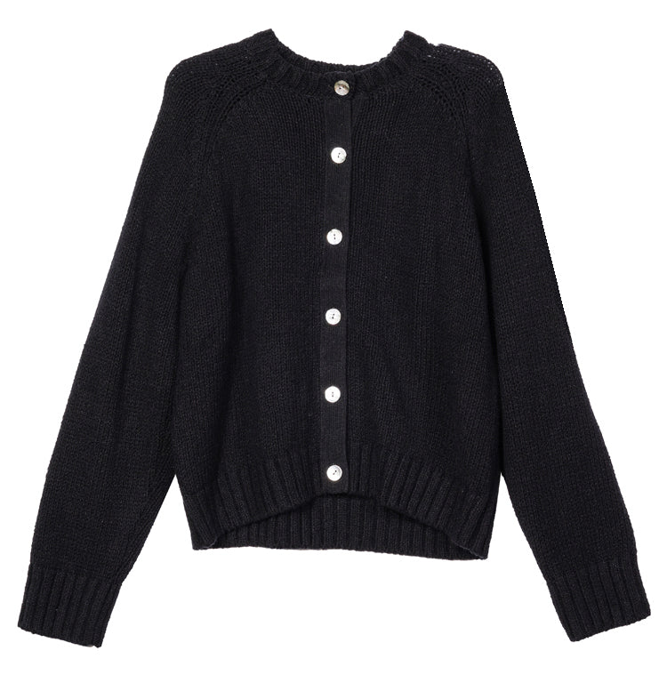 Cecile Black Cotton Cardigan