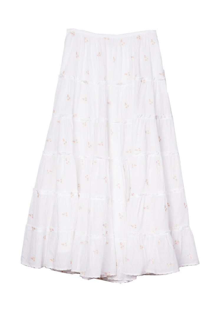 Coralie White Embroidered Maxi Skirt