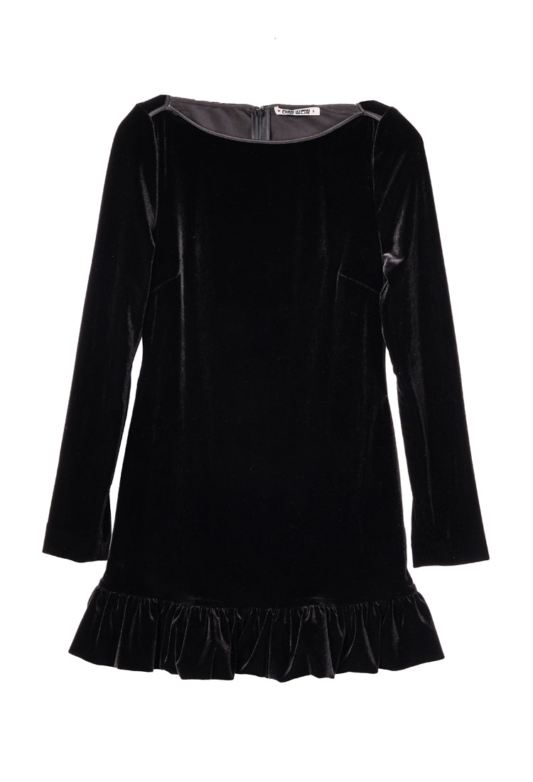 Cosette Ruffled Black Velvet Mini Dress – Ciao Lucia