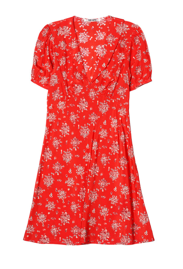 Alix Red Begonia Silk Dress