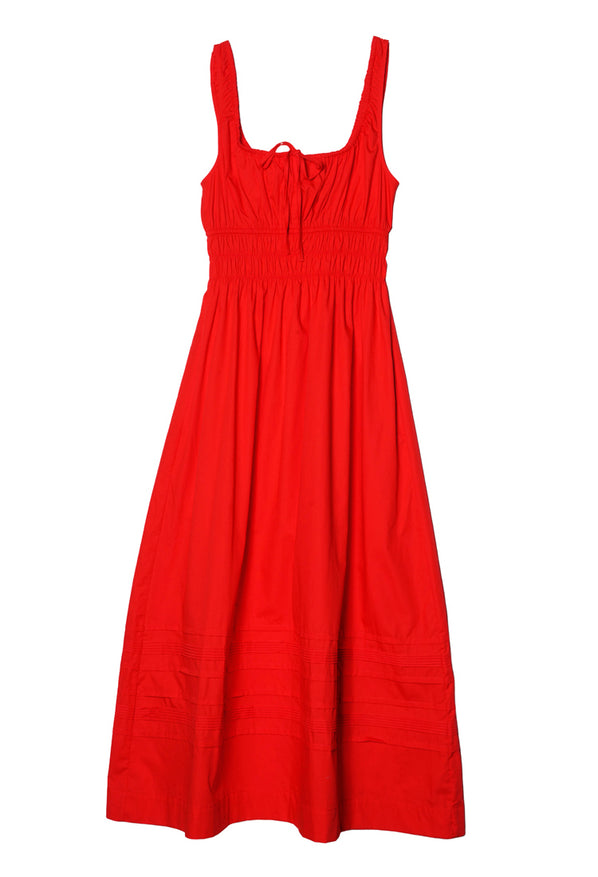 Iris Red Cotton Poplin Dress