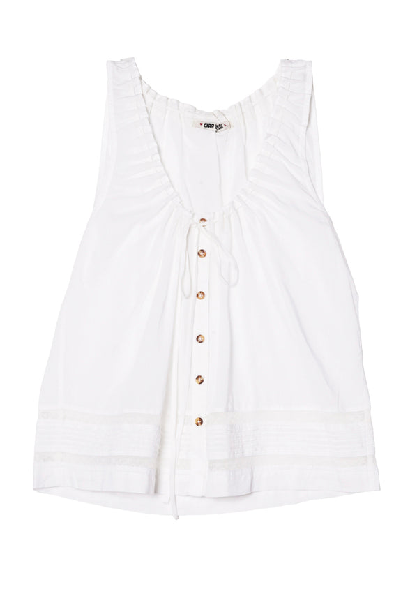 Eugenia White Cotton Voile Top
