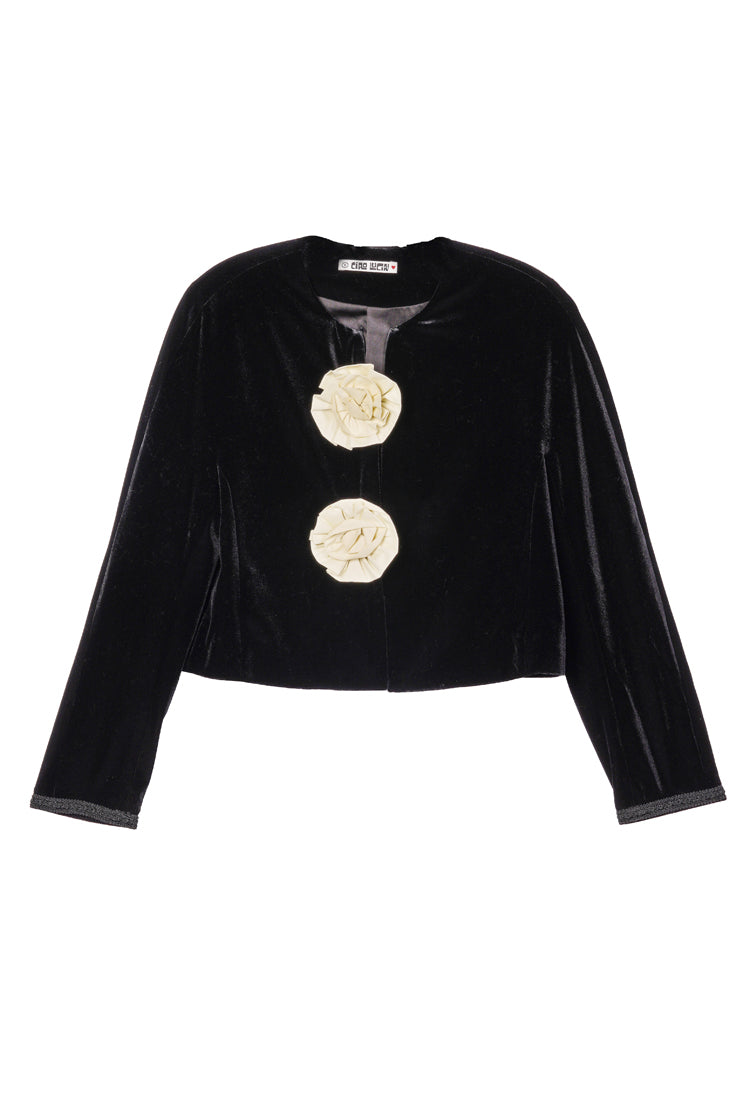 Javiera Velvet Jacket with Rosettes