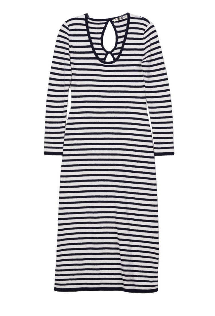 Sabine Navy + White Stripe Midi Knit Dress Pre-Order