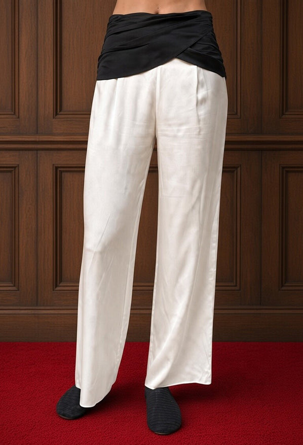 Saimi Ivory Charmeuse Silk Pant