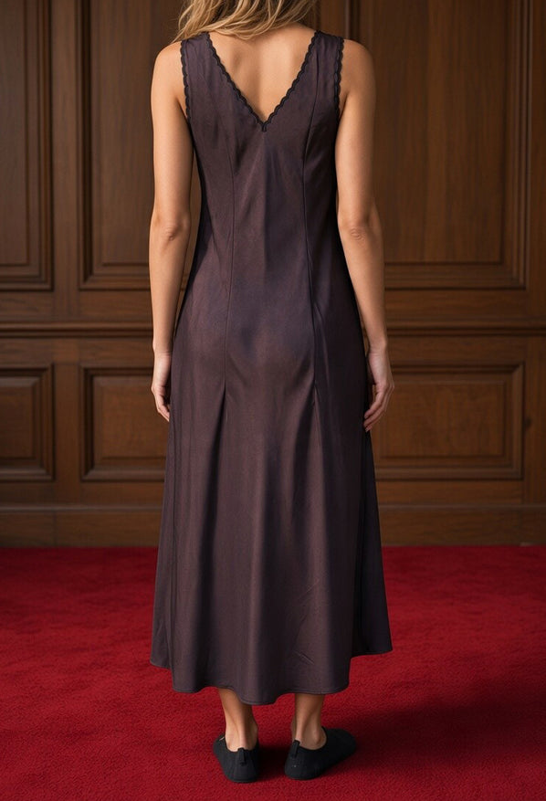 Serena Brown Satin Dress