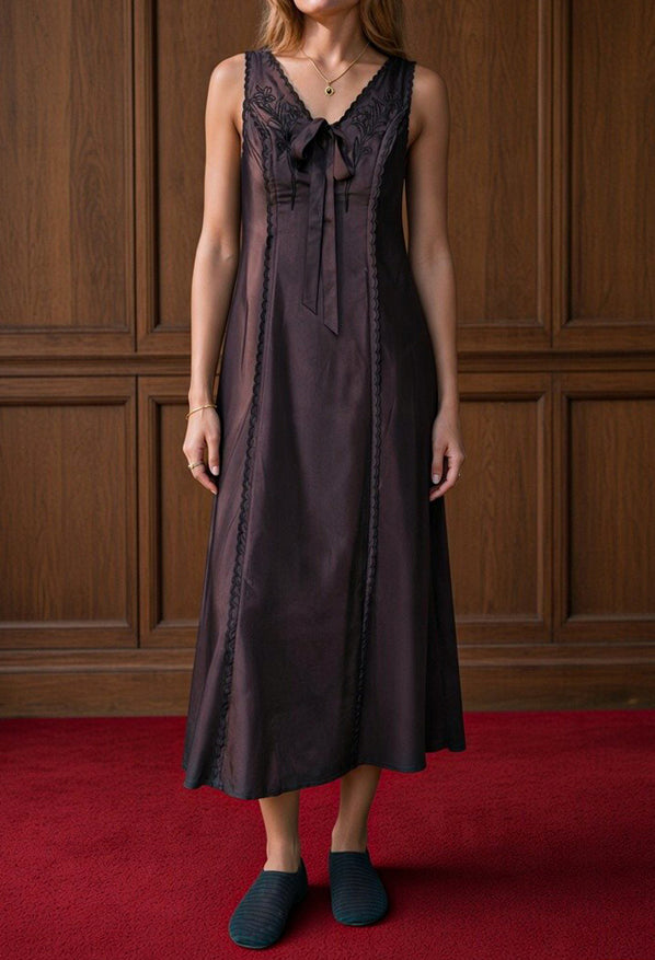 Serena Brown Satin Dress