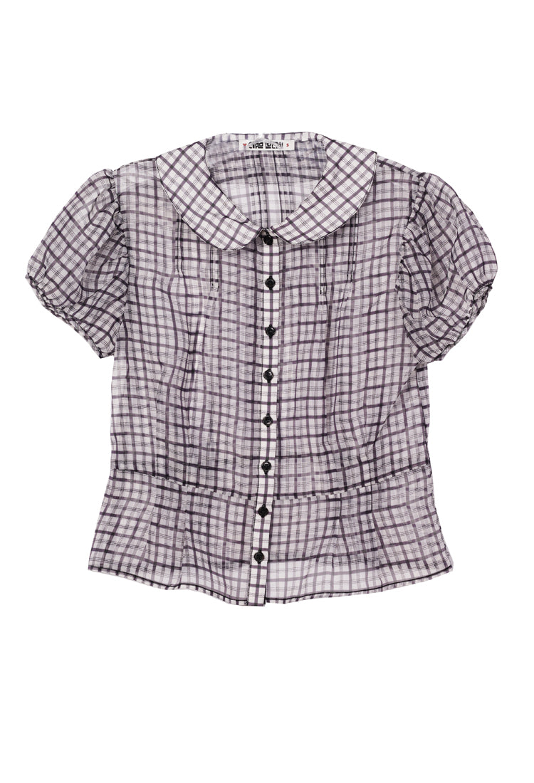 Yvonne Sheer Plaid Organza Top