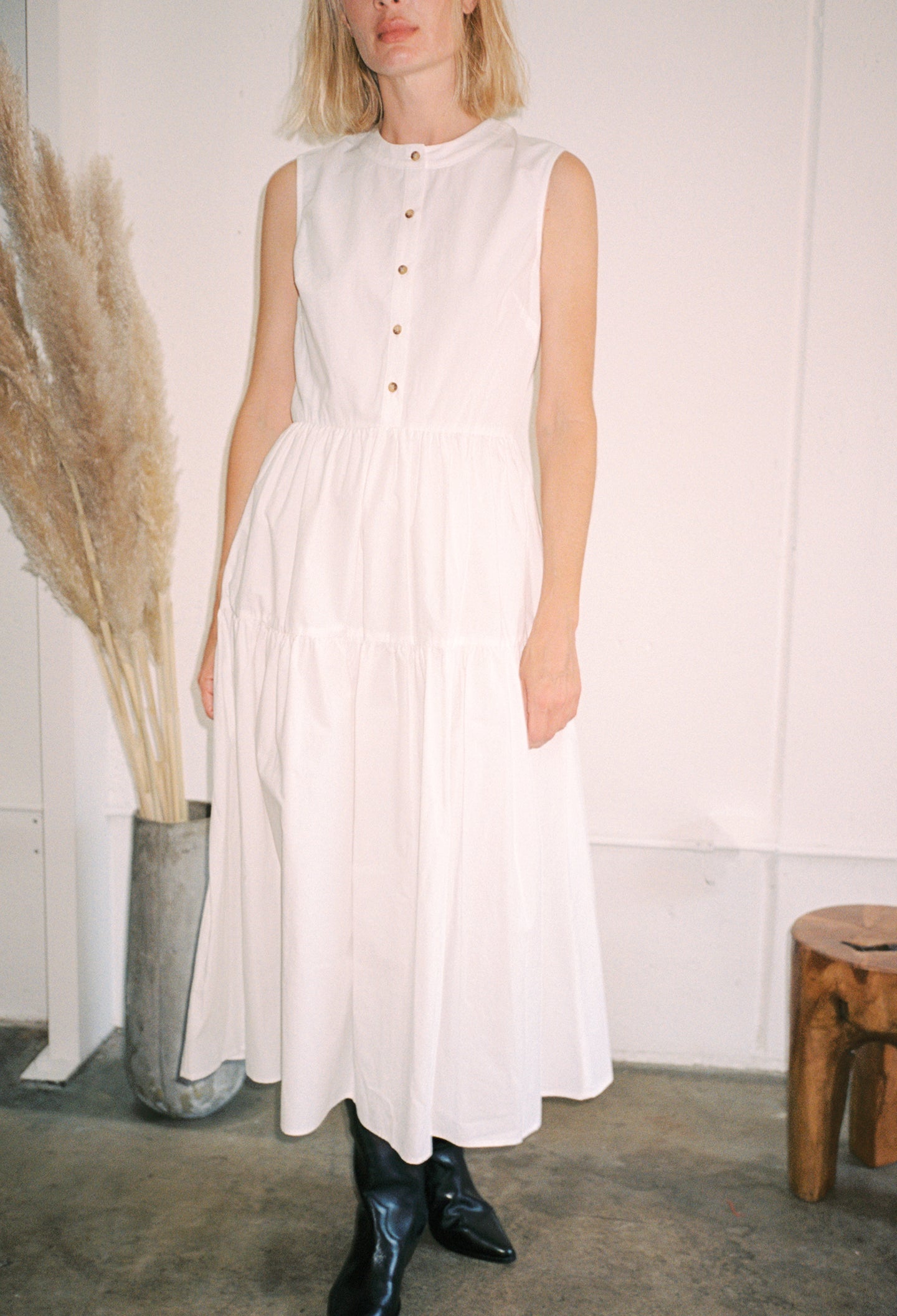 Freya Dress White Washed Cotton