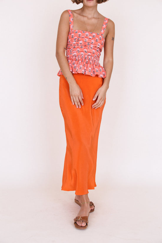 Isla Top Coral Floral Block Print