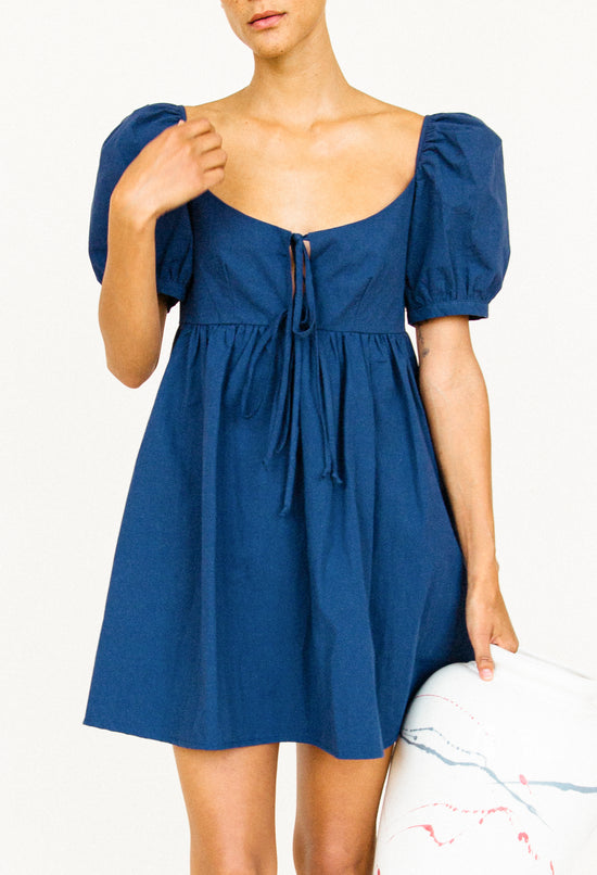 Ischia Dress Navy Washed Cotton