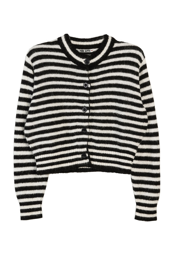 Firenze Black + White Stripe Cardigan